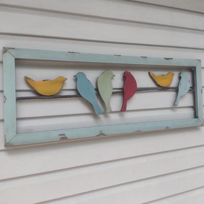 Metal 'Birds on a Wire' Design Wall Decor- Measures Approx 36" x 13"