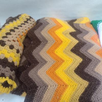 Collection of Hand Made Afghan Throws- Four Pieces