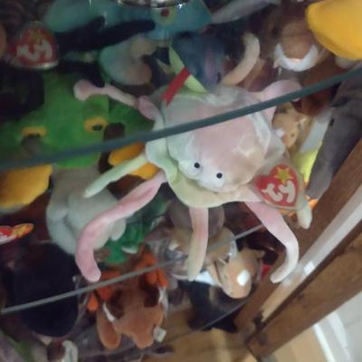 Wooden Bow Front Curio Cabinet with Glass Shelves (No Contents)