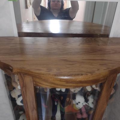 Wooden Bow Front Curio Cabinet with Glass Shelves (No Contents)