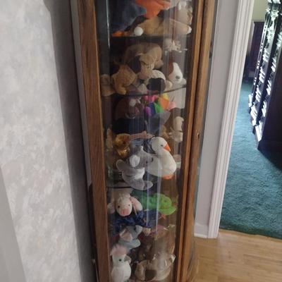 Wooden Bow Front Curio Cabinet with Glass Shelves (No Contents)