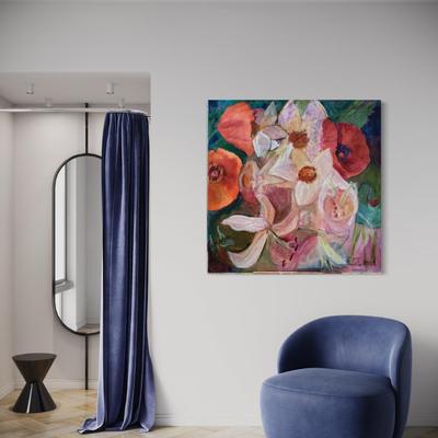 121 Lillies & Poppies 2008 Oil on Canvas by Ellen Into