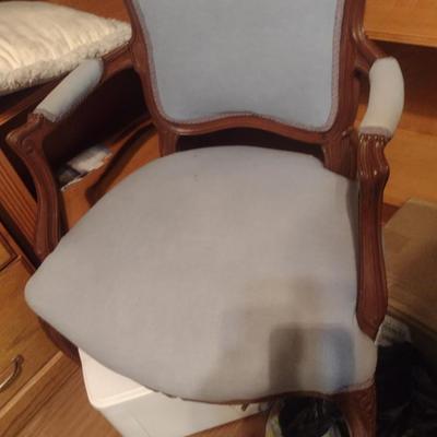 Wooden Framed Accent Chair with Upholstered Seat and Back