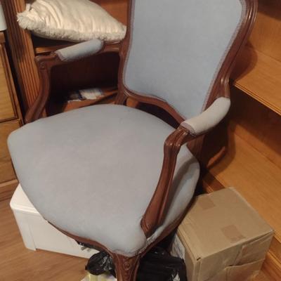 Wooden Framed Accent Chair with Upholstered Seat and Back
