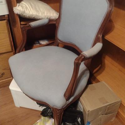 Wooden Framed Accent Chair with Upholstered Seat and Back