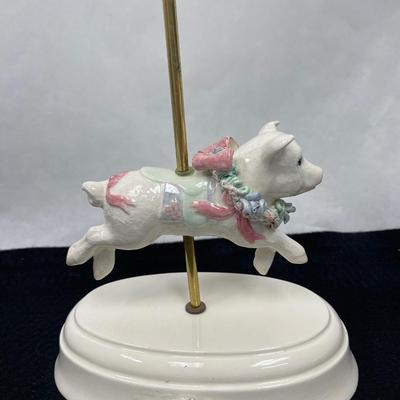 Carousel Pig Figurine with Floral Trim