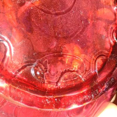 Fenton Glass Ruffled Top Coin Dot Basket