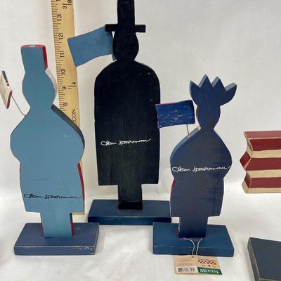 4th of July Lot #3 - Wood figures - flag, Uncle Sam, Statue of Liberty, etc