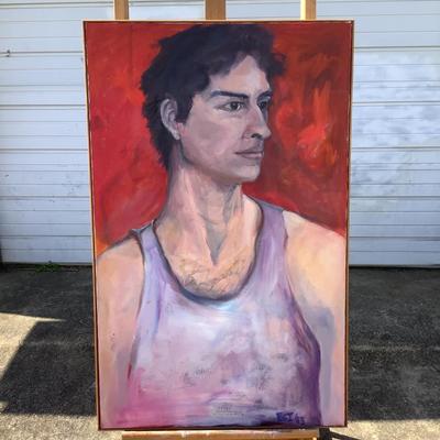 125 "Mark" Portrait of Man in Tank Top 1993 Oil on Canvas by Ellen Into