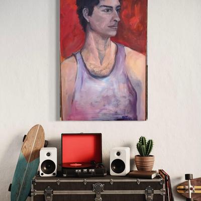 125 "Mark" Portrait of Man in Tank Top 1993 Oil on Canvas by Ellen Into