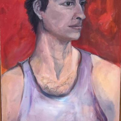 125 "Mark" Portrait of Man in Tank Top 1993 Oil on Canvas by Ellen Into