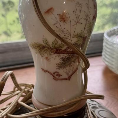 Vintage painted hurricane lamp