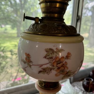 Vintage painted hurricane lamp
