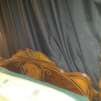 Full Size Bed with Wooden Head and Foot Boards