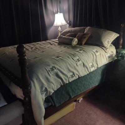 Full Size Bed with Wooden Head and Foot Boards