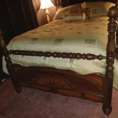 Full Size Bed with Wooden Head and Foot Boards