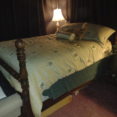 Full Size Bed with Wooden Head and Foot Boards