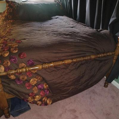 Full Size Bed with Wooden Head and Foot Boards