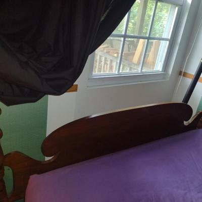 Full Size Bed with Wooden Head and Foot Boards