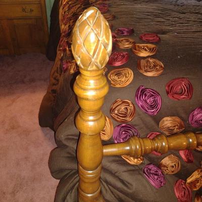 Full Size Bed with Wooden Head and Foot Boards