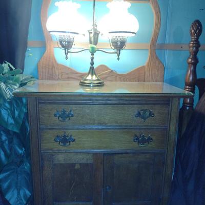 Wooden Wash Stand- Approx 31" Wide, 16 3/4" Deep (No Contents)