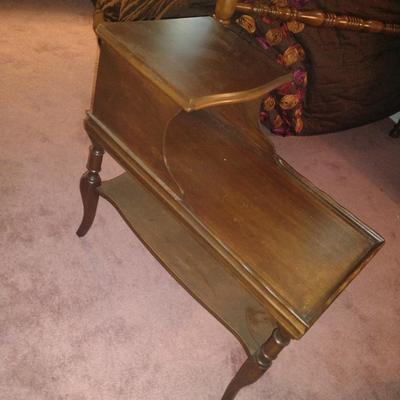 Wooden Two Tier Telephone Table with Stretcher Shelf
