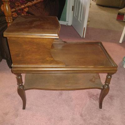 Wooden Two Tier Telephone Table with Stretcher Shelf