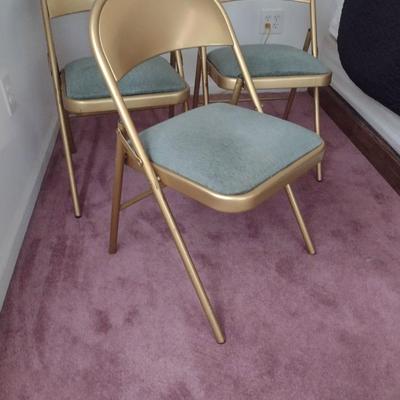Set of Three Folding Chairs with Upholstered Seats
