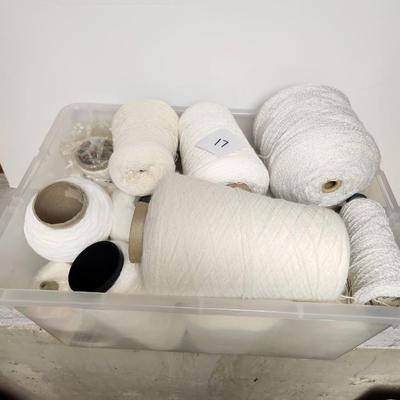 17 cones of yarn in white