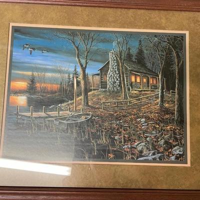 Pair of Jim Hansel Framed Cabin on the Lake