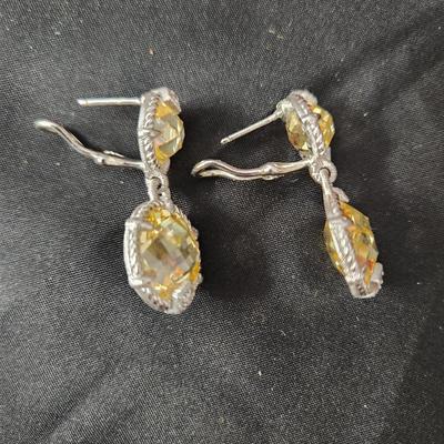 Judith Ripka Sterling Silver Yellow Cz Earrings
