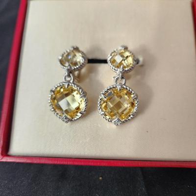 Judith Ripka Sterling Silver Yellow Cz Earrings