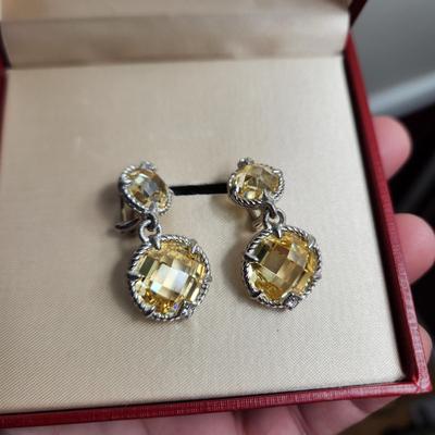 Judith Ripka Sterling Silver Yellow Cz Earrings