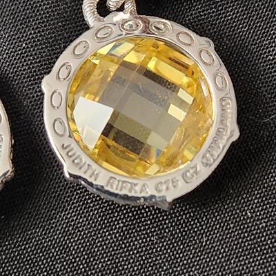 Judith Ripka Sterling Silver Yellow Cz Earrings