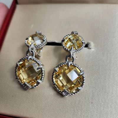 Judith Ripka Sterling Silver Yellow Cz Earrings