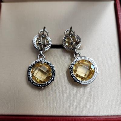 Judith Ripka Sterling Silver Yellow Cz Earrings