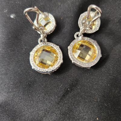 Judith Ripka Sterling Silver Yellow Cz Earrings