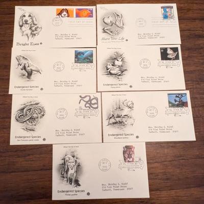14 - 1990's First Day Issue Envelopes & Display Cards Dinosaurs Arts & Endangered Species Lot 3