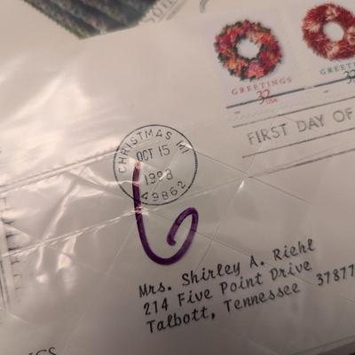 15 - 1990's First Day Issue Envelopes & Display Cards Some Include American Art & Christmas Lot 6
