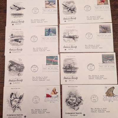 28 - 1990's First Day Issue Envelopes & Display Cards American Aircraft Endangered Species Lot 7
