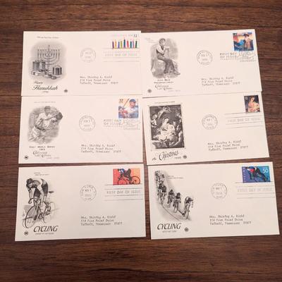 12 - 1990's First Day Issue Envelopes & Display Cards Some Include Cycling Christmas Lot 8