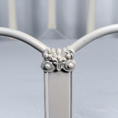 1163 Antique White Painted Iron Bed