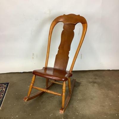 1166 Antique Balloon Back Maple Rocking Chair