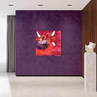 135 Poppies & Delphinium In Purple Vase 2005 Oil on Canvas by Ellen Into