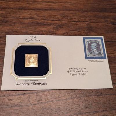 1860/1861 First Day Issue 90 cent George Washington 22K Gold Replica - 1861 Regular Issue