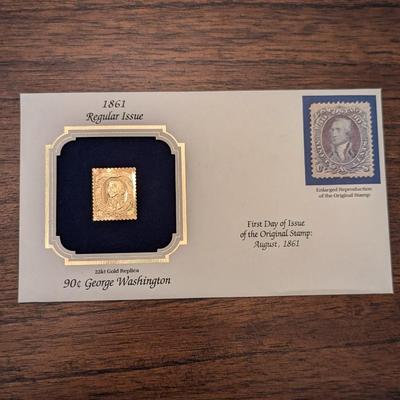 1860/1861 First Day Issue 90 cent George Washington 22K Gold Replica - 1861 Regular Issue