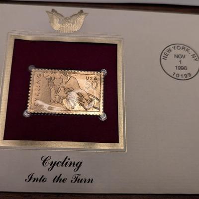 First Day Issue Cycling 22K Gold Replica Envelopes