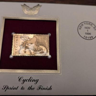 First Day Issue Cycling 22K Gold Replica Envelopes