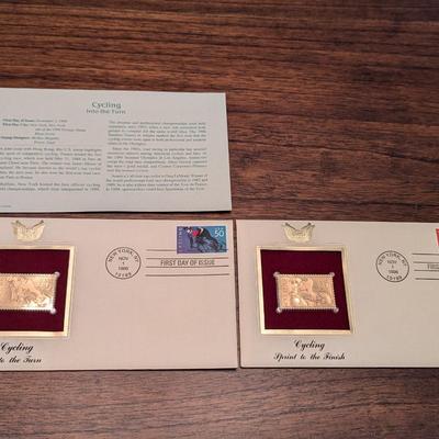 First Day Issue Cycling 22K Gold Replica Envelopes