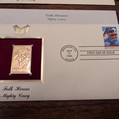 First Day Issue Folk Heroes 22K Gold Replica Envelopes